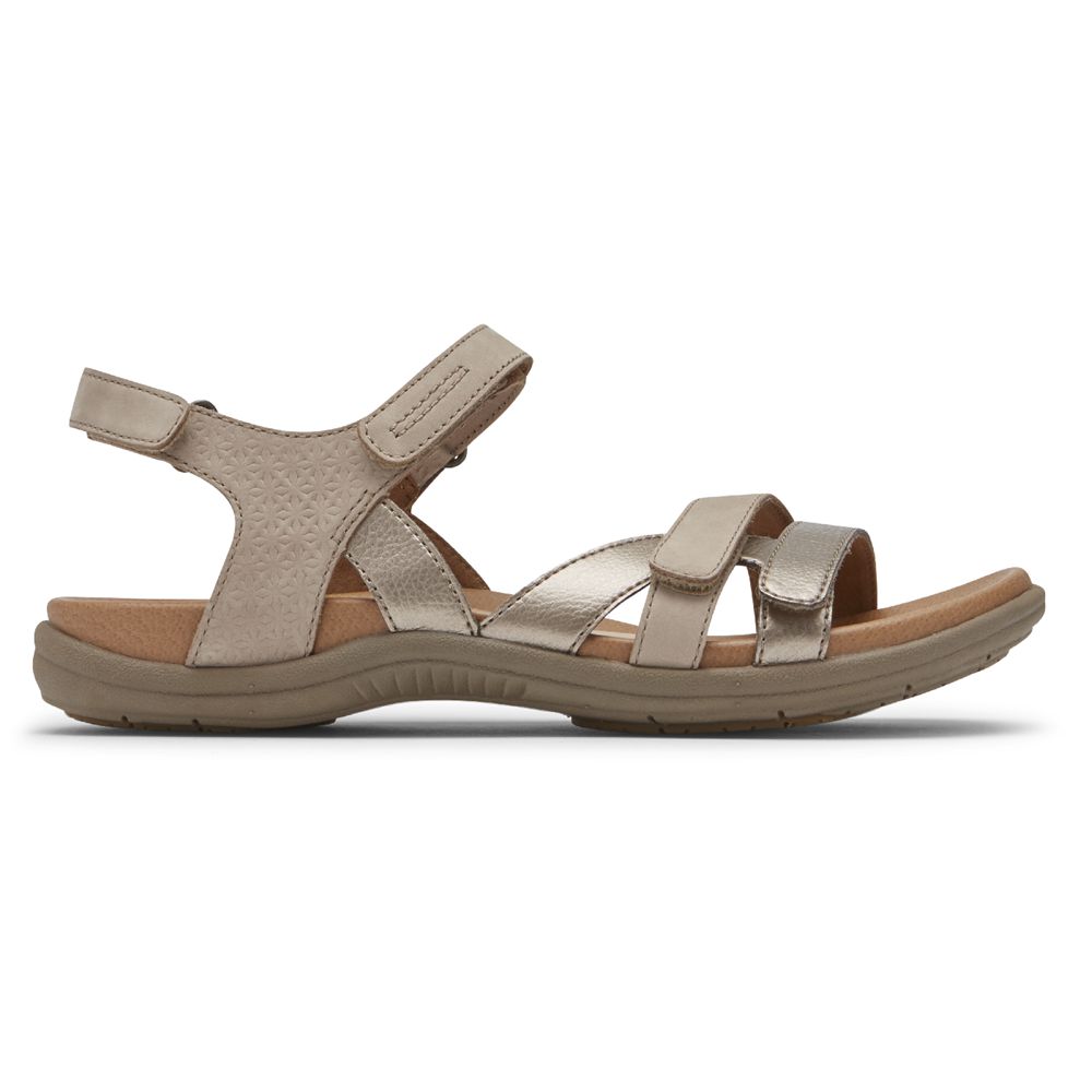 Sandálias Rockport Cobb Hill Rubey 3-Strap Senhora - Cinzentas Escuro ( 295-NZVAXH )